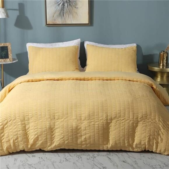 Other - Seersucker Duvet Cover Set Queen Size (90 x 90 inches), 3 Pieces (1
